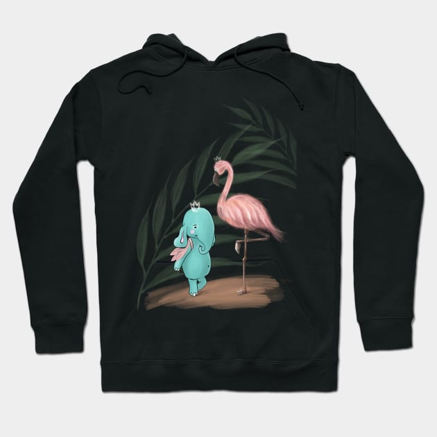 Elephant Tiffan & flamingo Hoodie by Elephant Tiffan 